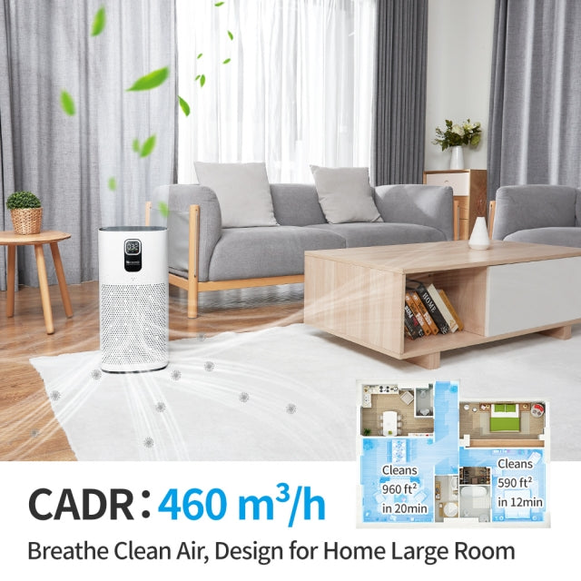 A9 Air Purifier for Home Large Room with H13 HEPA Filter, Up to 2,904 Sq Ft per Hour, WiFi Connected, 25db Quiet Filtration System for Bedroom Office